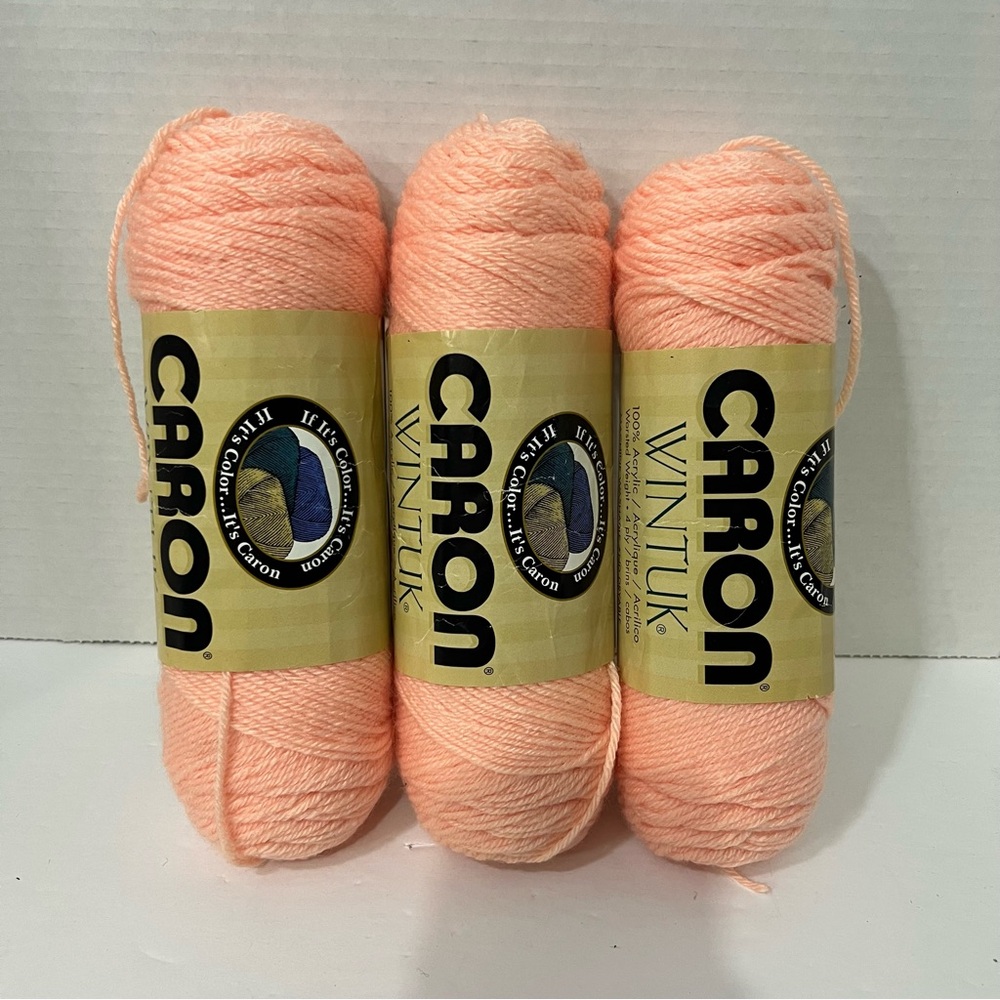 Lot Of 3 Caron Wintuk Yarn PEACH #3104 Pink Acrylic 3.5oz 4-Ply